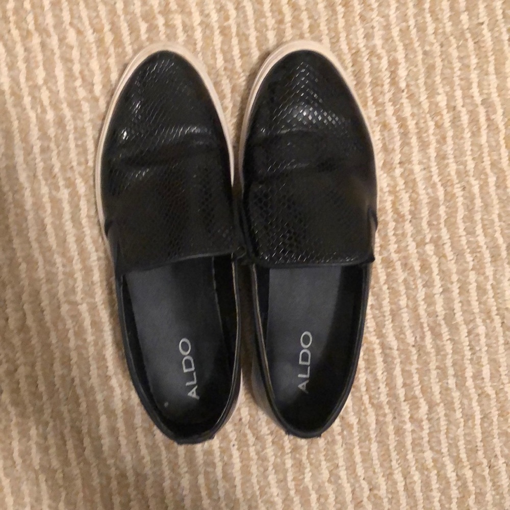 Aldo black textured sneaker slip ons